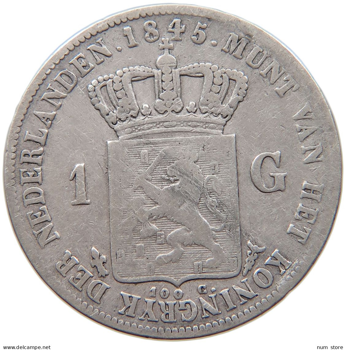 NETHERLANDS GULDEN 1845 WILLEM II., 1840-1849 #MA 065462 - 1840-1849 : Willem II