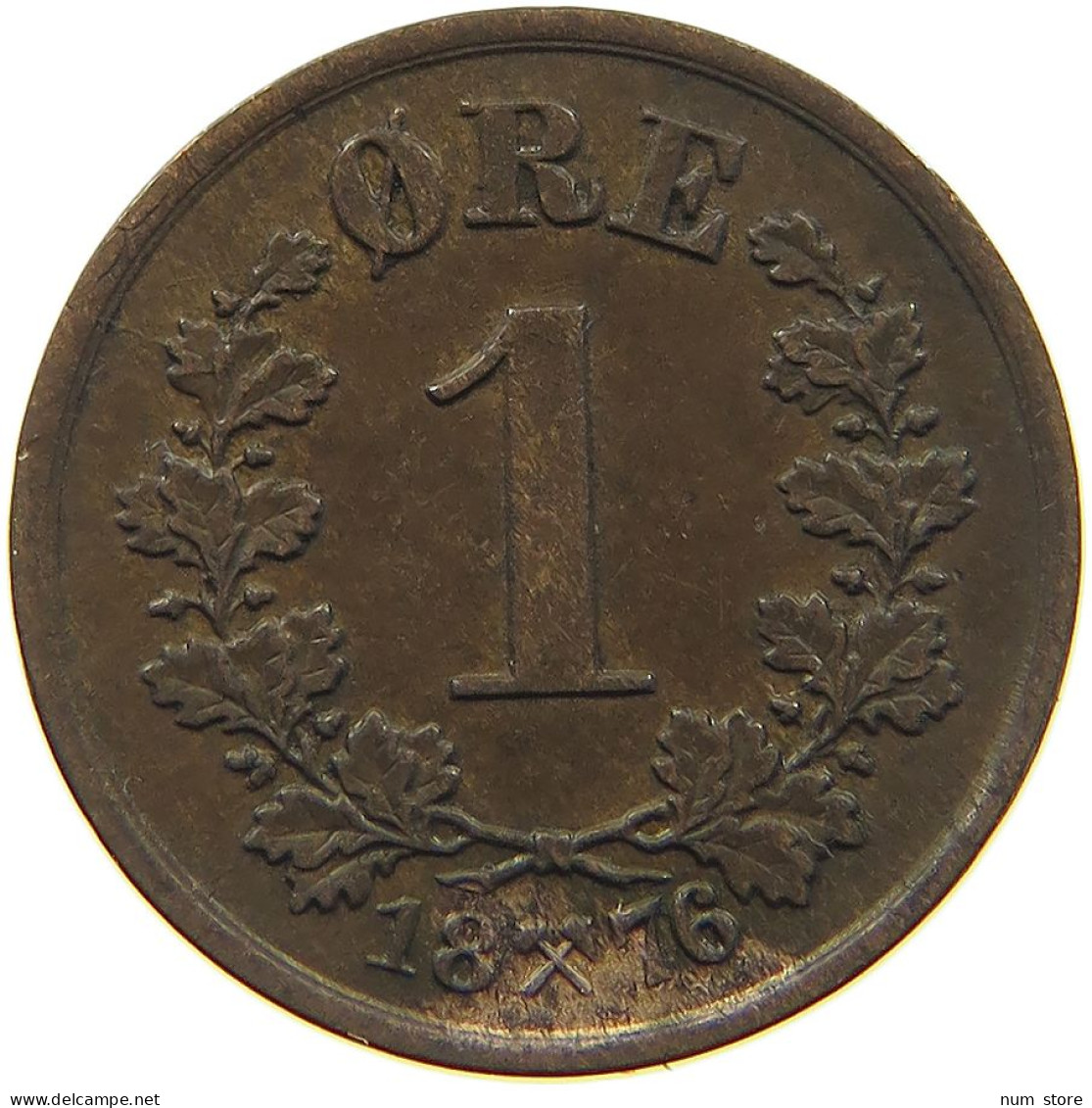 NORWAY ORE 1876 OSCAR II. 1872-1905. #MA 022735 - Norvège