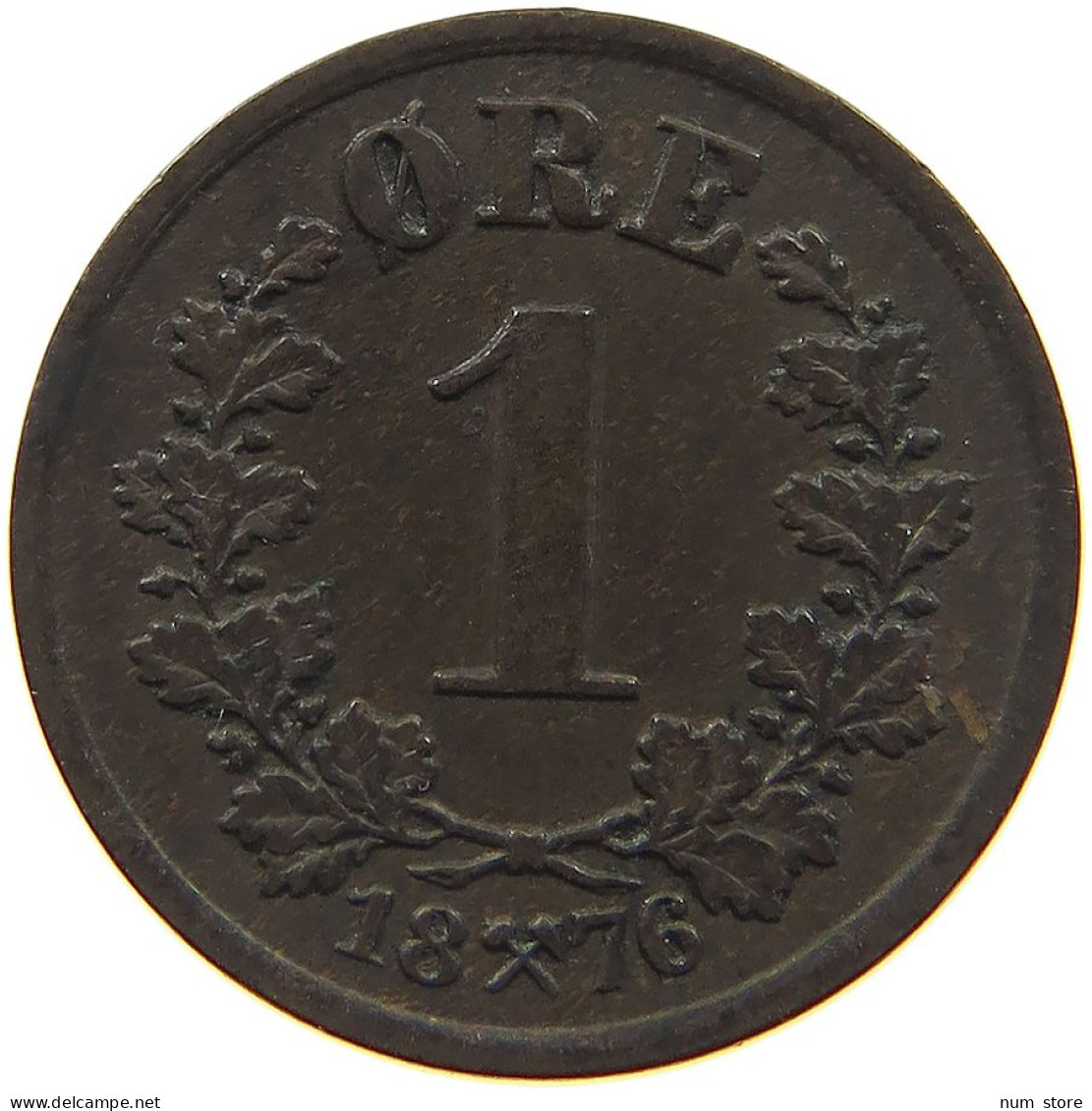 NORWAY ORE 1876 OSCAR II. 1872-1905. #MA 022734 - Norvège