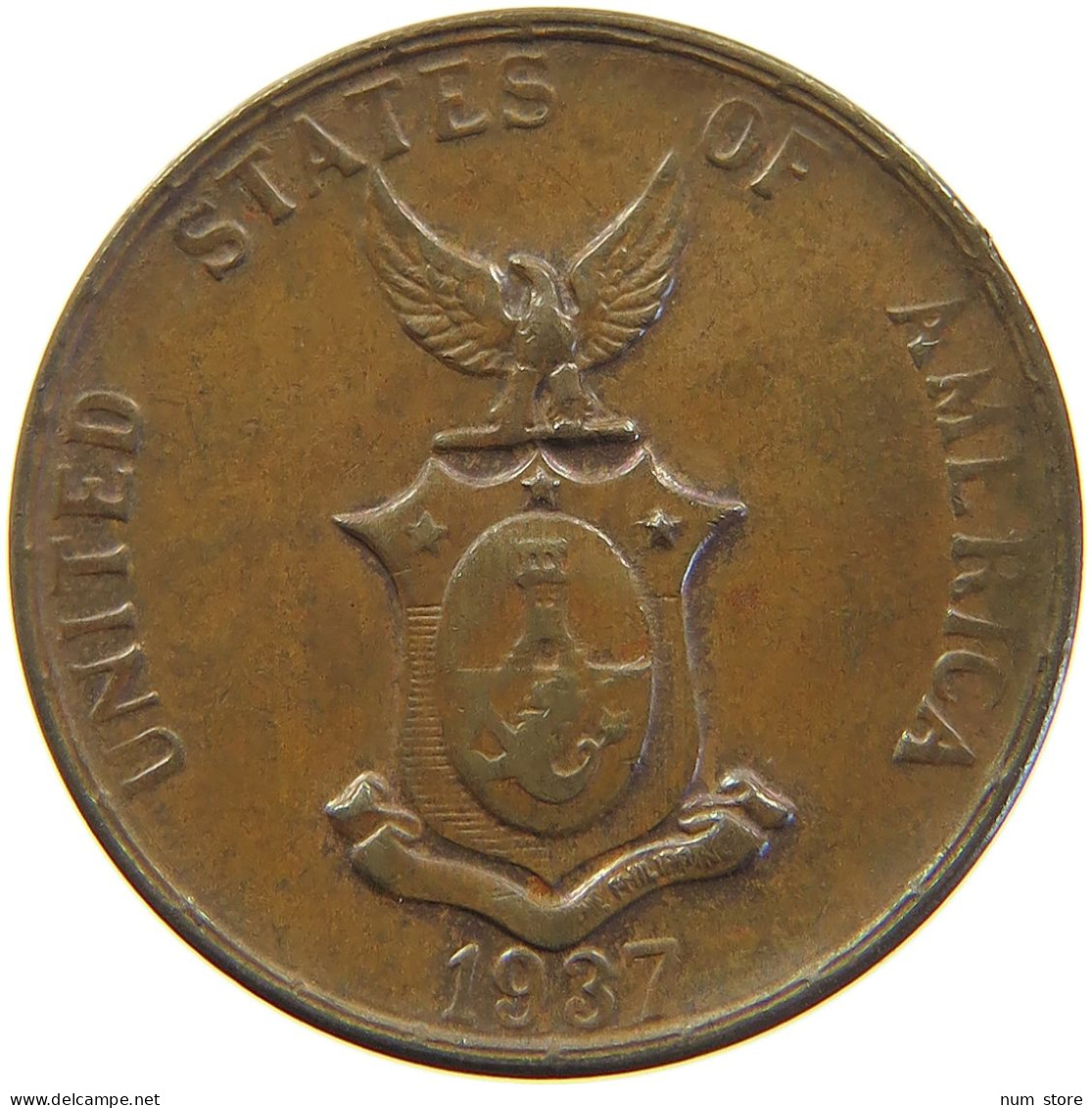 PHILIPPINES US CENTAVO 1937  #MA 065800 - Philippines