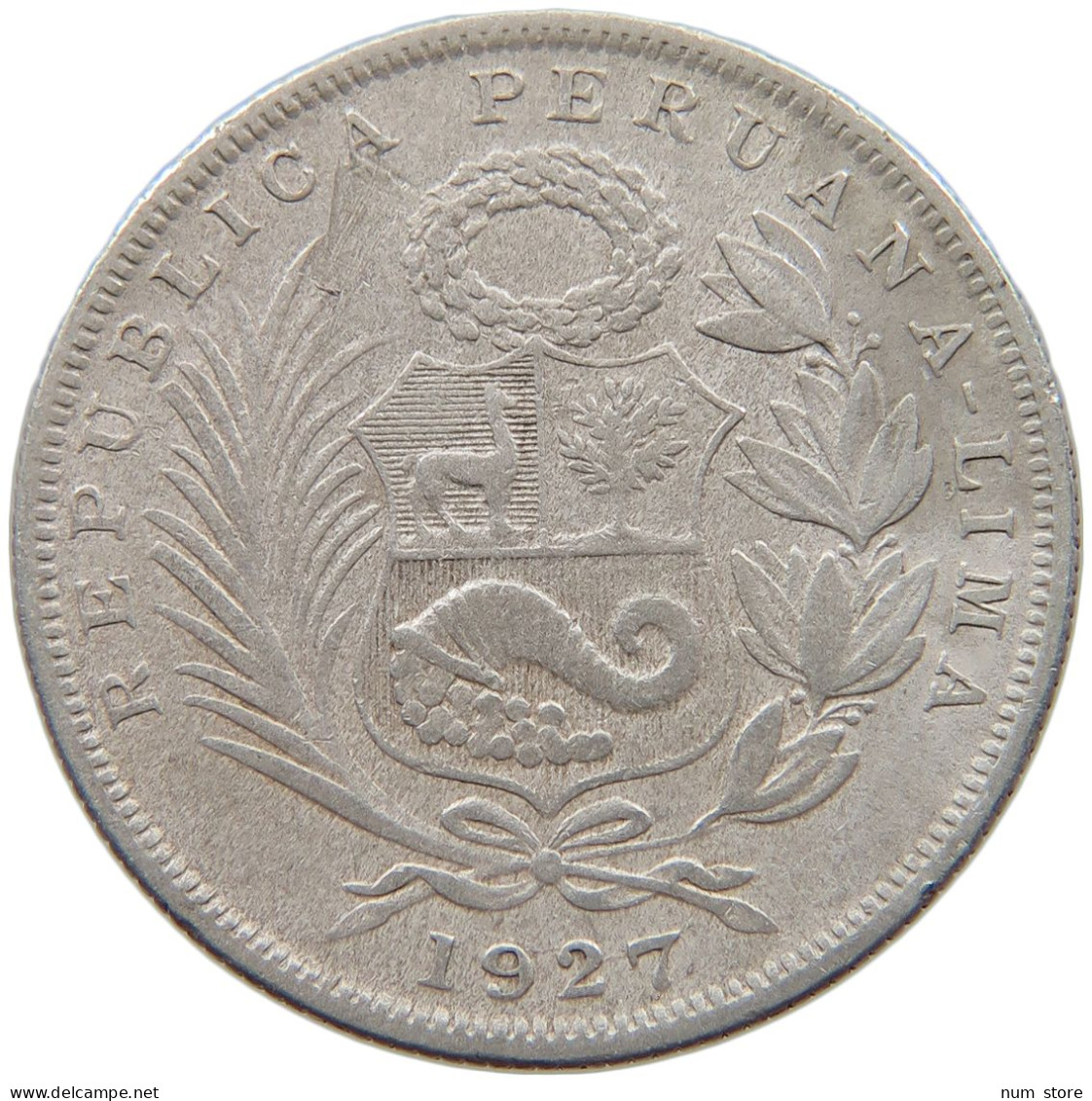 PERU 1/2 SOL 1927  #MA 025908 - Peru