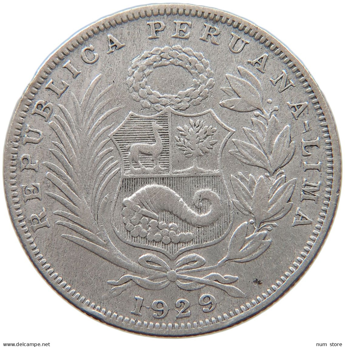 PERU 1/2 SOL 1929  #MA 065456 - Peru