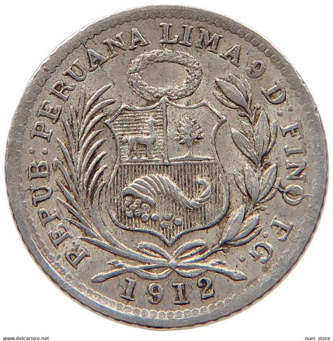 PERU 1/2 DINERO 1912  #MA 059607 - Peru