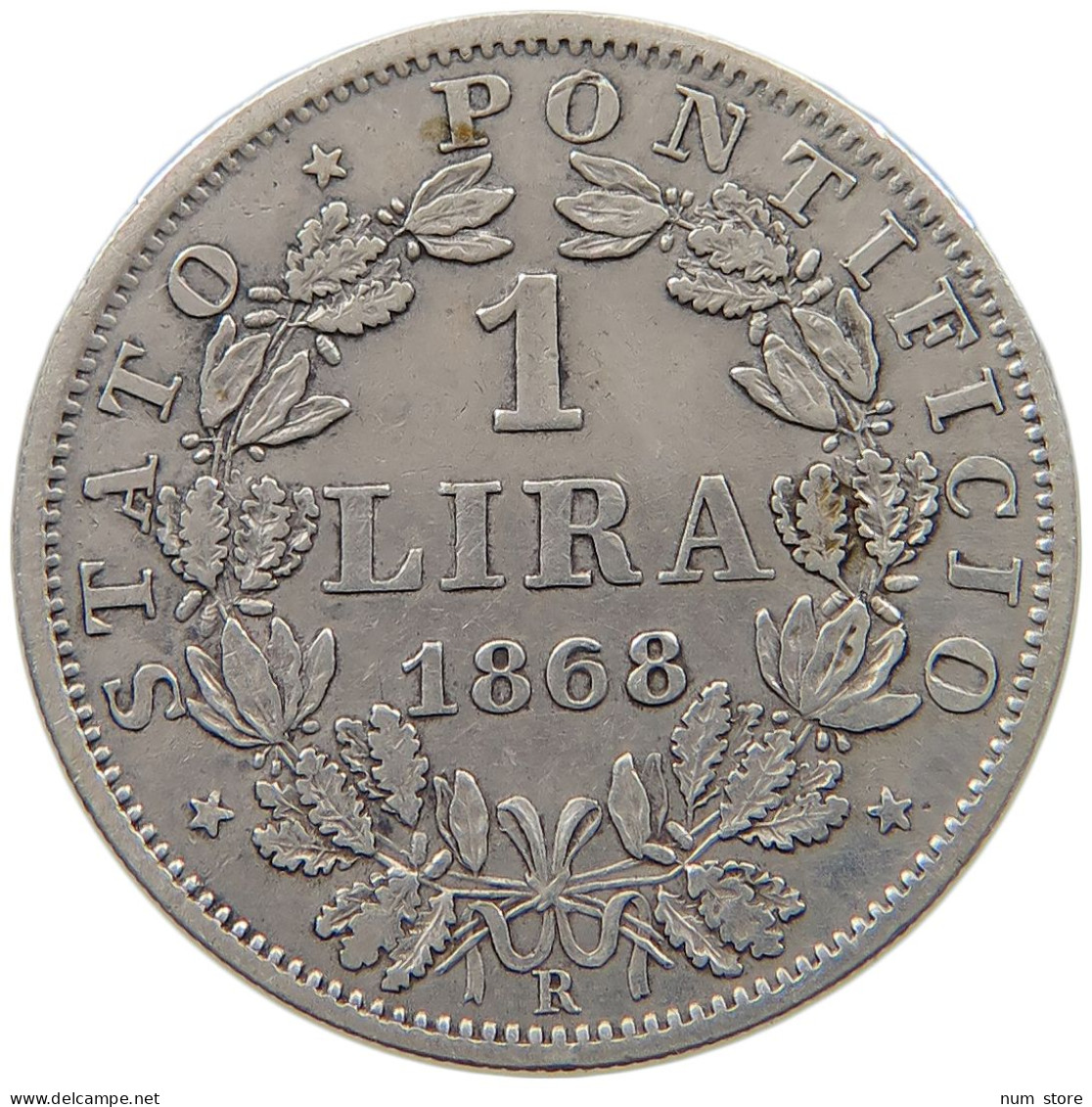 PAPAL STATES LIRA 1868 R PIUS IX. #MA 021078 - Vatican