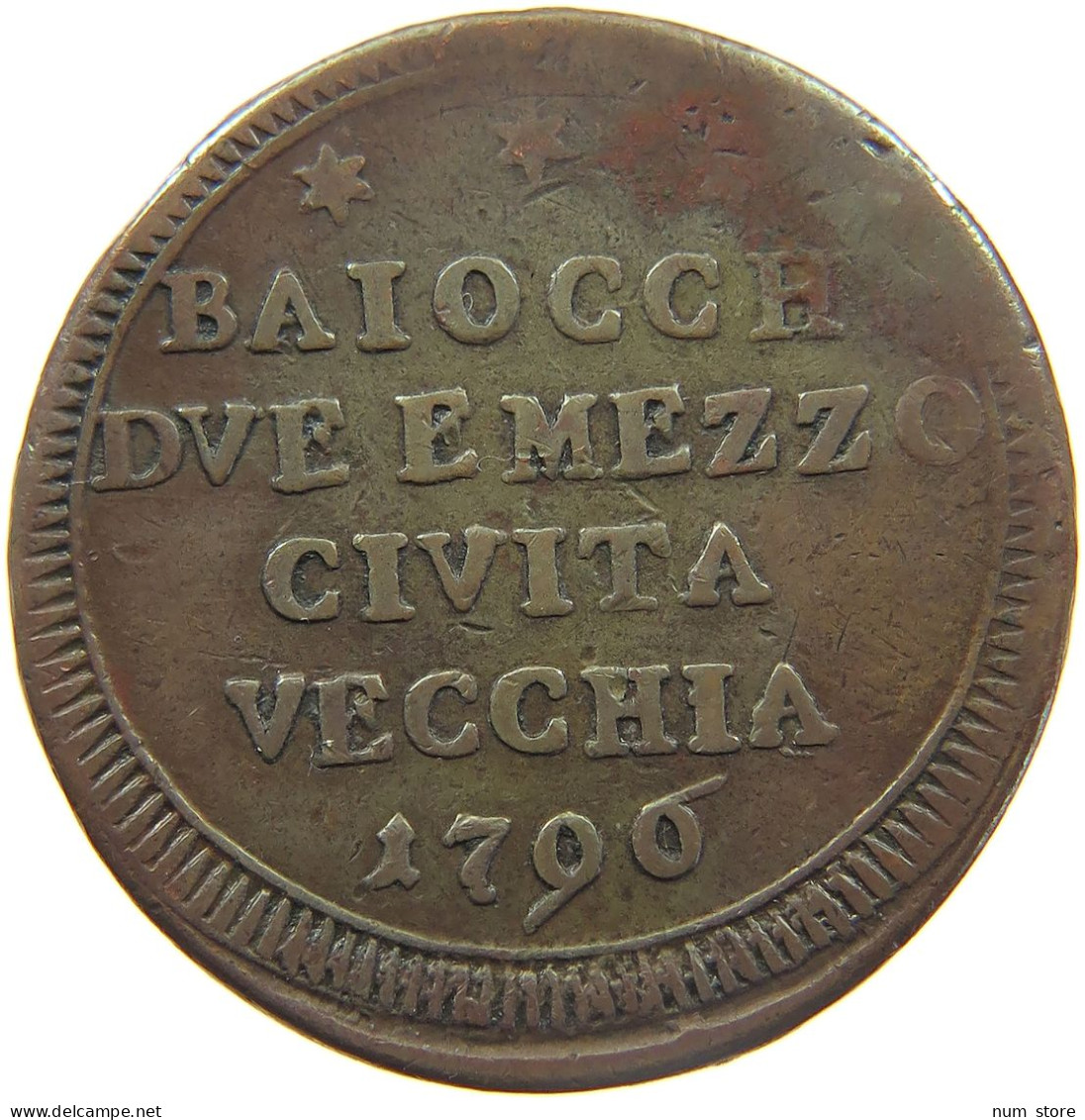 PAPAL STATES 2 1/2 BAIOCCHI 1796 VECCHIA #MA 024473 - Vatican