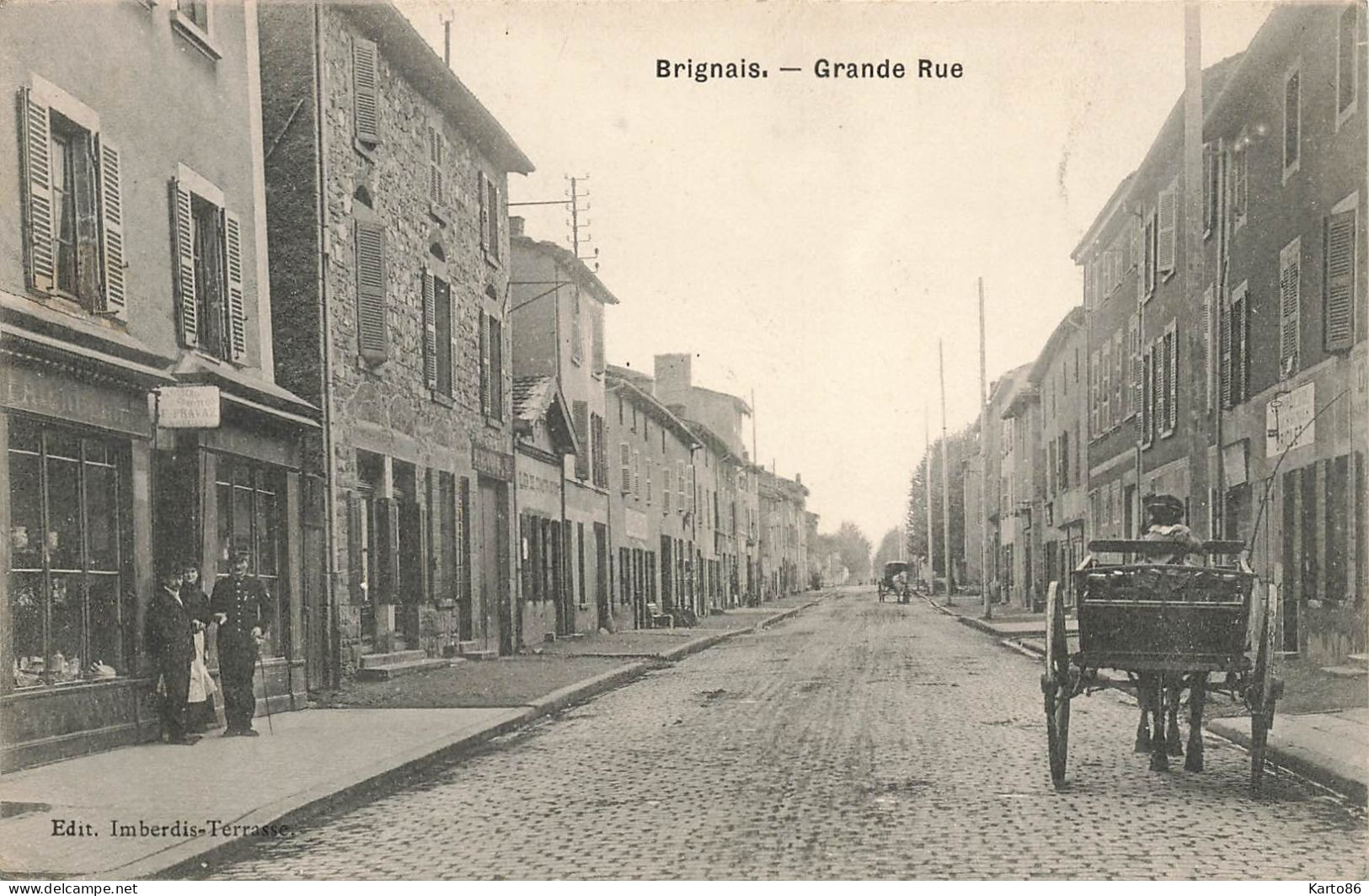 Brignais * La Grande Rue Du Village * Attelage * Pâtisserie Coiffeur PRAVAZ - Brignais