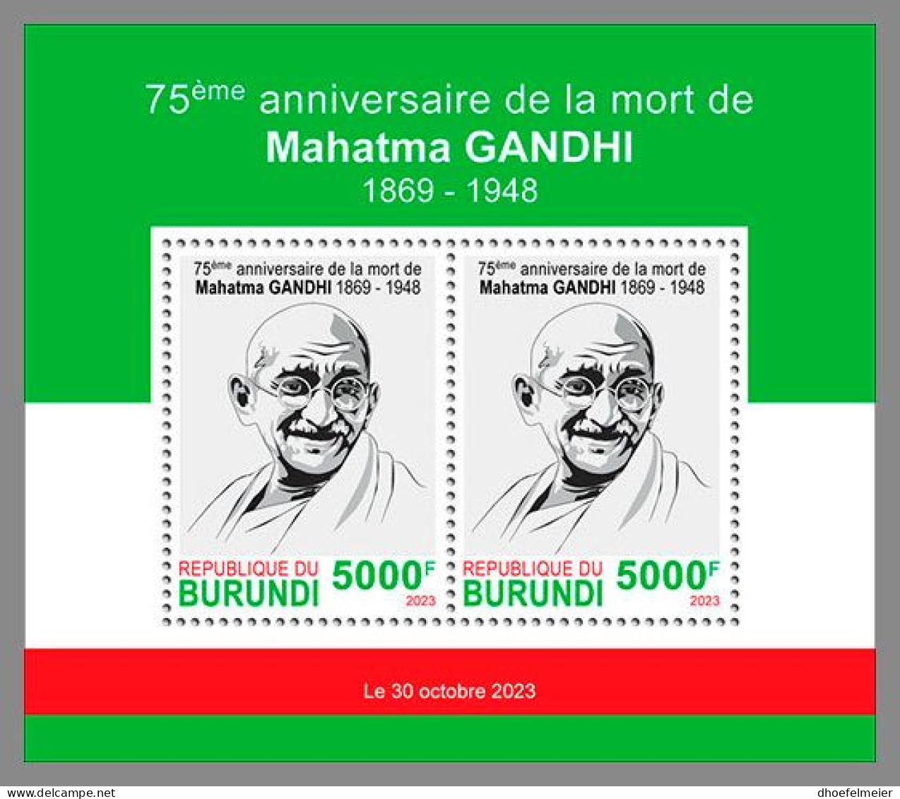 BURUNDI 2023 MNH Mahatma Gandhi S/S – OFFICIAL ISSUE – DHQ2346 - Mahatma Gandhi