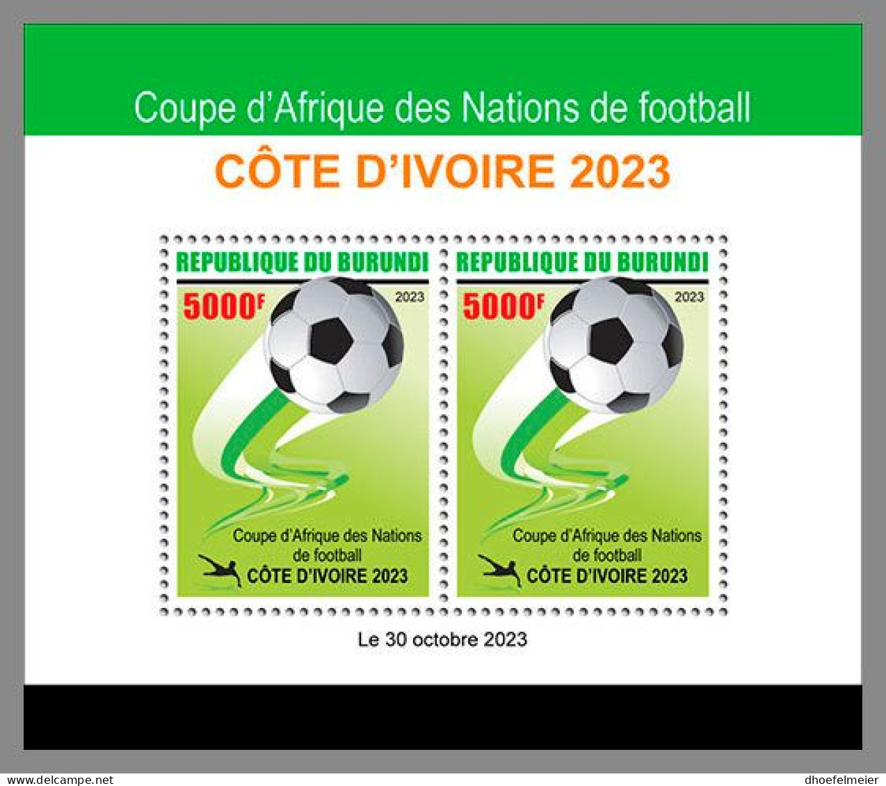 BURUNDI 2023 MNH Ivory Coast 2023 Africa Cup Of Nations Fußball S/S – OFFICIAL ISSUE – DHQ2346 - Fußball-Afrikameisterschaft