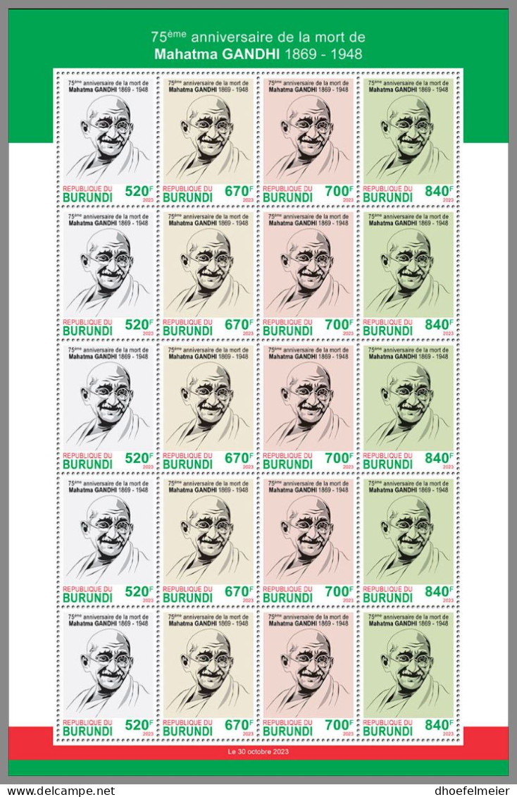 BURUNDI 2023 MNH Mahatma Gandhi M/S II – OFFICIAL ISSUE – DHQ2346 - Mahatma Gandhi