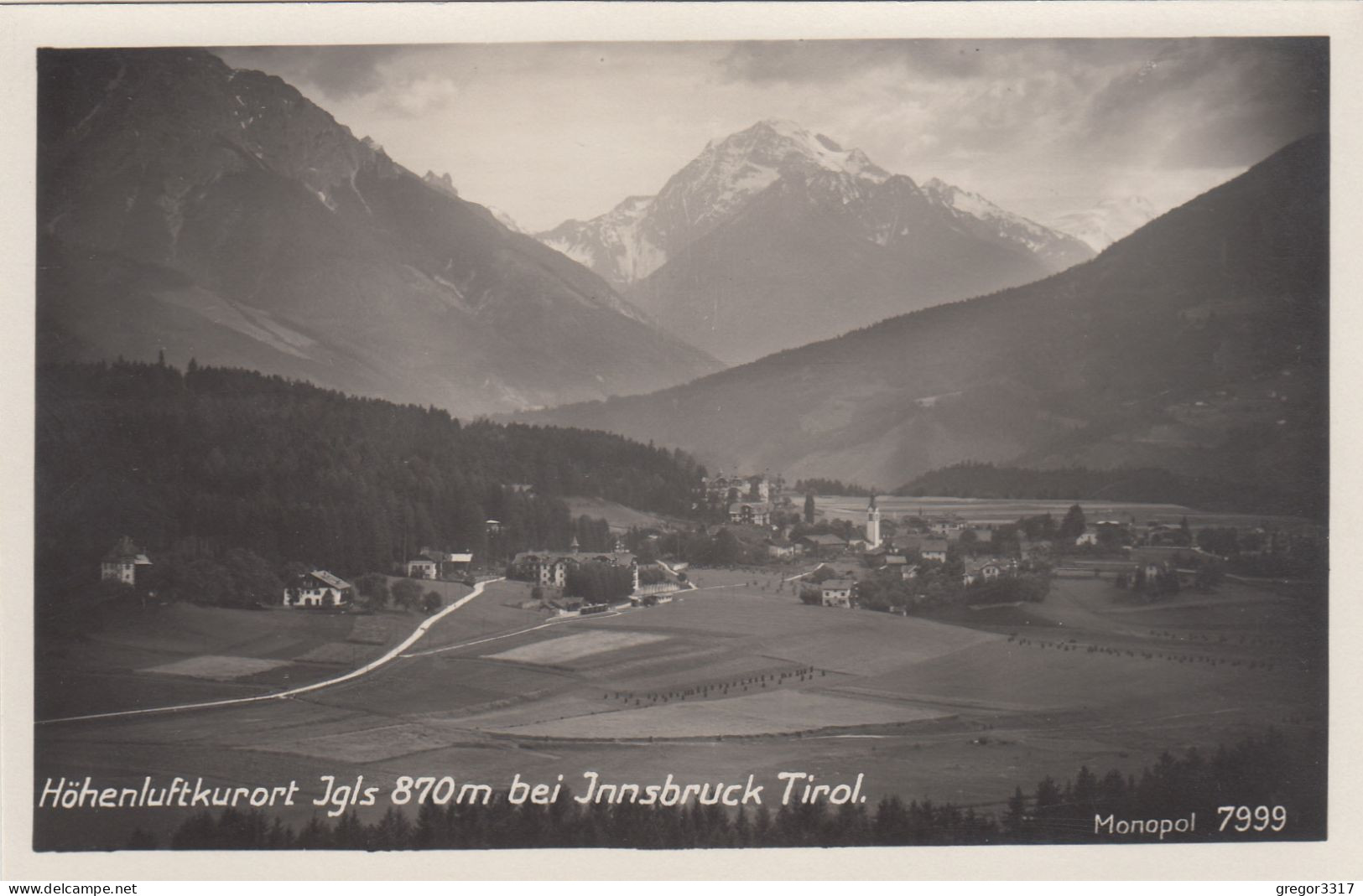 D8322) IGLS Bei INNSBRUCK 870m - Tirol - Tolle FOtO AK - Straße Felder Kirche ALT ! - Igls