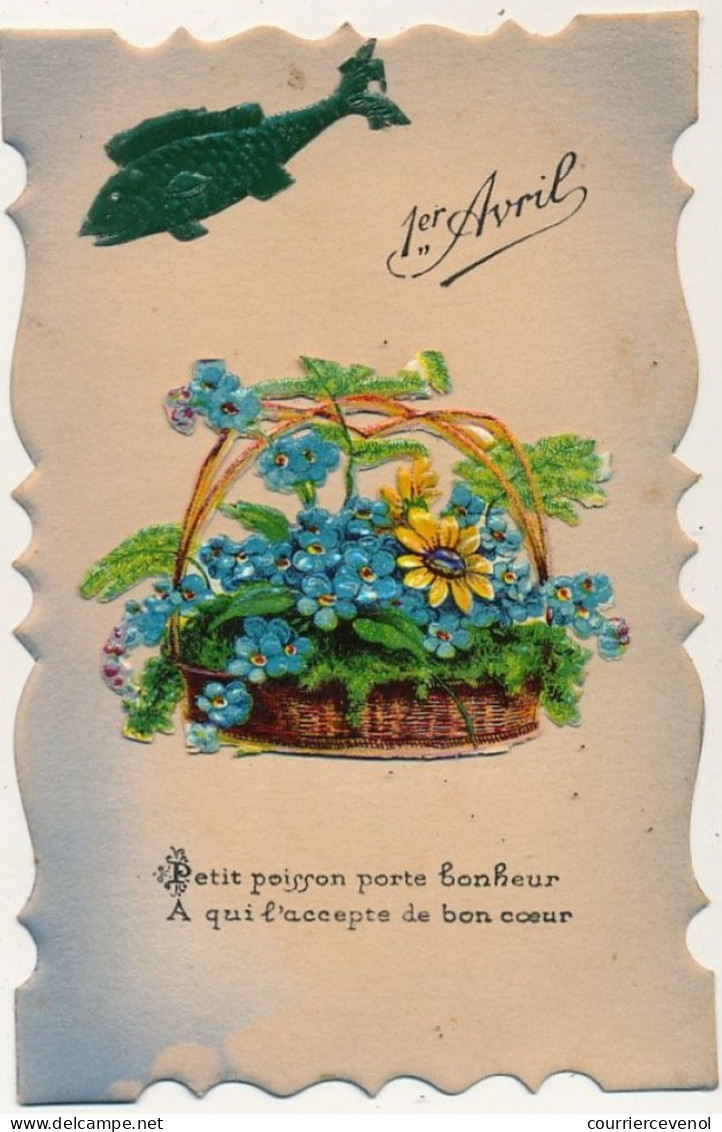 CPA Fantaisie - 1er Avril - Découpis D'une Corbeille De Fleurs, Poisson Rapportés - TTB - 1 April (aprilvis)