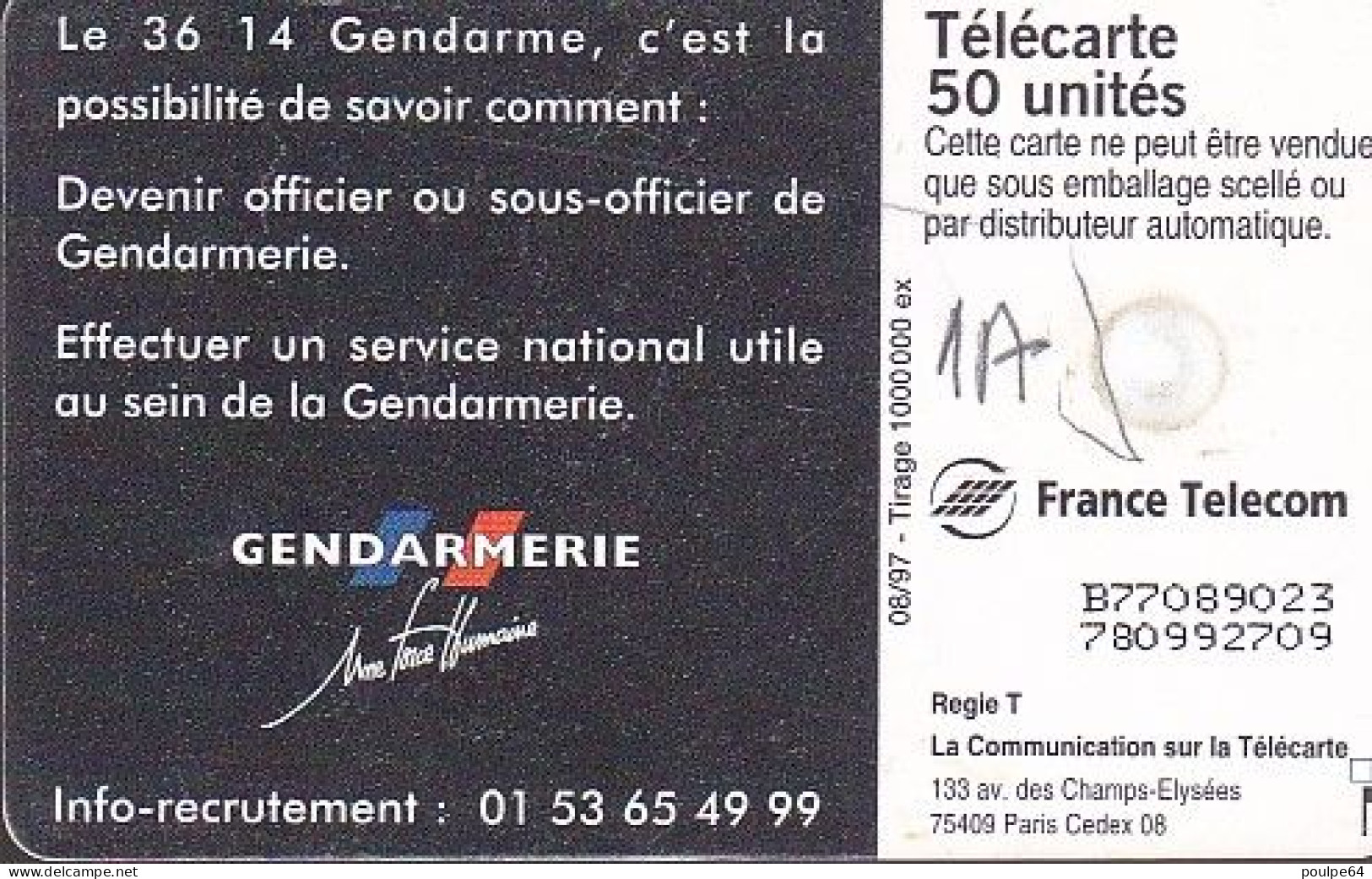 F780  08/1997 - 36.14 GEMDARMERIE - 50 GEM1A - 1997