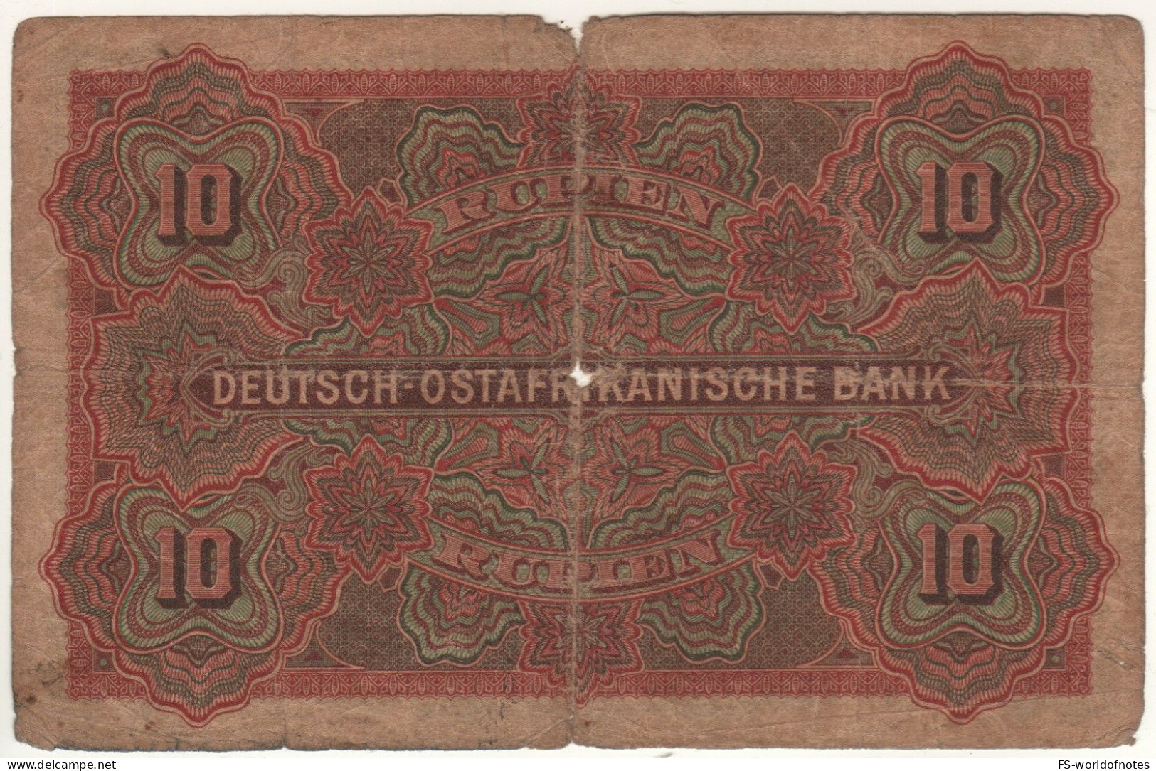 GERMAN EAST AFRICA  10 Rupien   P2  Dated 15.06.1905  ( View Of Daressalam ) - Deutsch-Ostafrikanische Bank