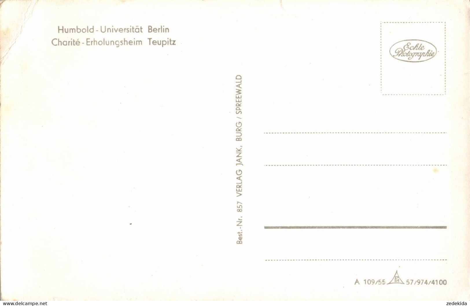 G7429 - Teupitz - Erholungsheim Charitè - Humbold Universität Berlin - Verlag Jank Burg - Teupitz