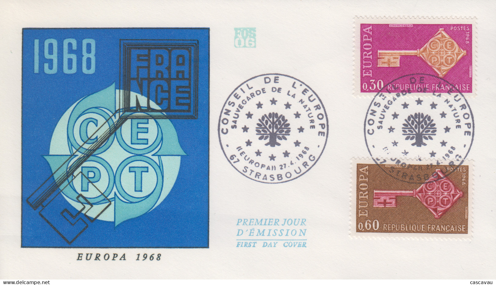 Enveloppe  FDC  1er  Jour   FRANCE    Paire   EUROPA    STRASBOURG   1968 - 1968