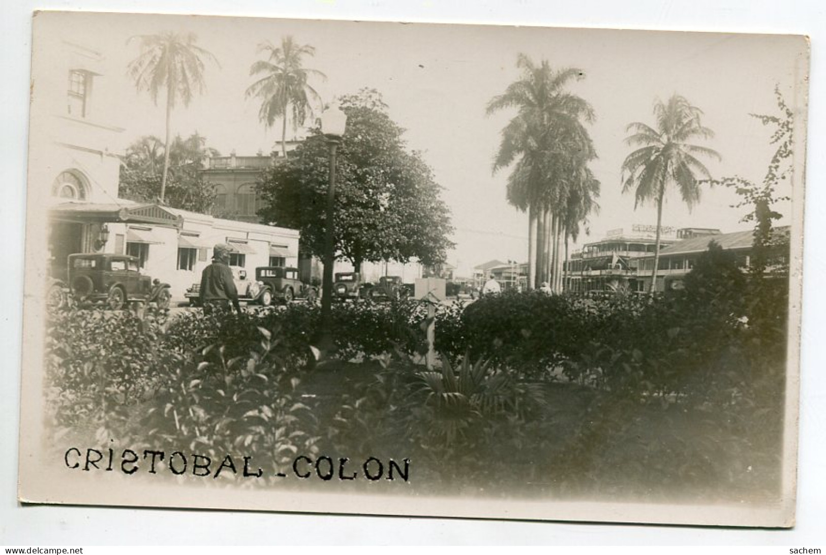 PANAMA CRISTOBAL  COLON  Carte Photo Quartier Ville Place Automobiles 1930    D12 2023 - Panama