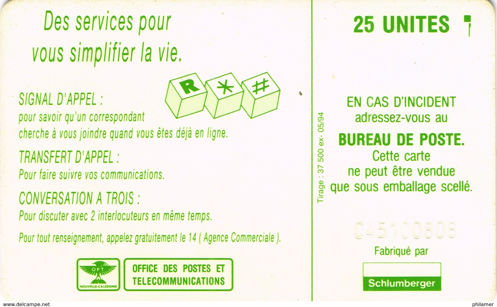 Nouvelle Caledonie Telecarte Phonecard NC10 SC5 Patchwork Collection 25 Unites Ut Used BE 05/94 Numéro Embouti - Nouvelle-Calédonie