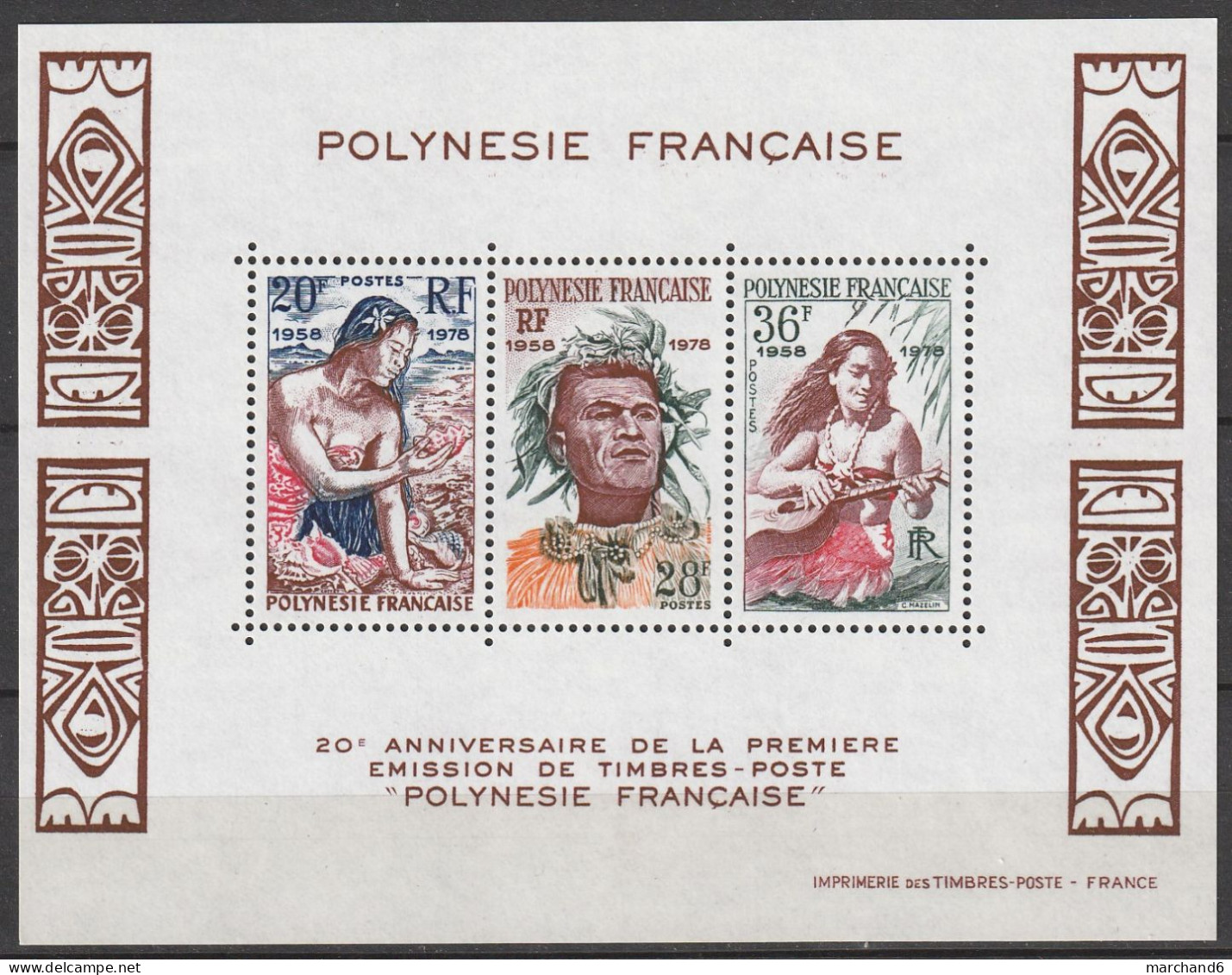 Polynésie 20è Anniversaire De La 1ère émission De Timbres Poste Polynésie Bloc Feuillet N°4 **neuf - Blocs-feuillets