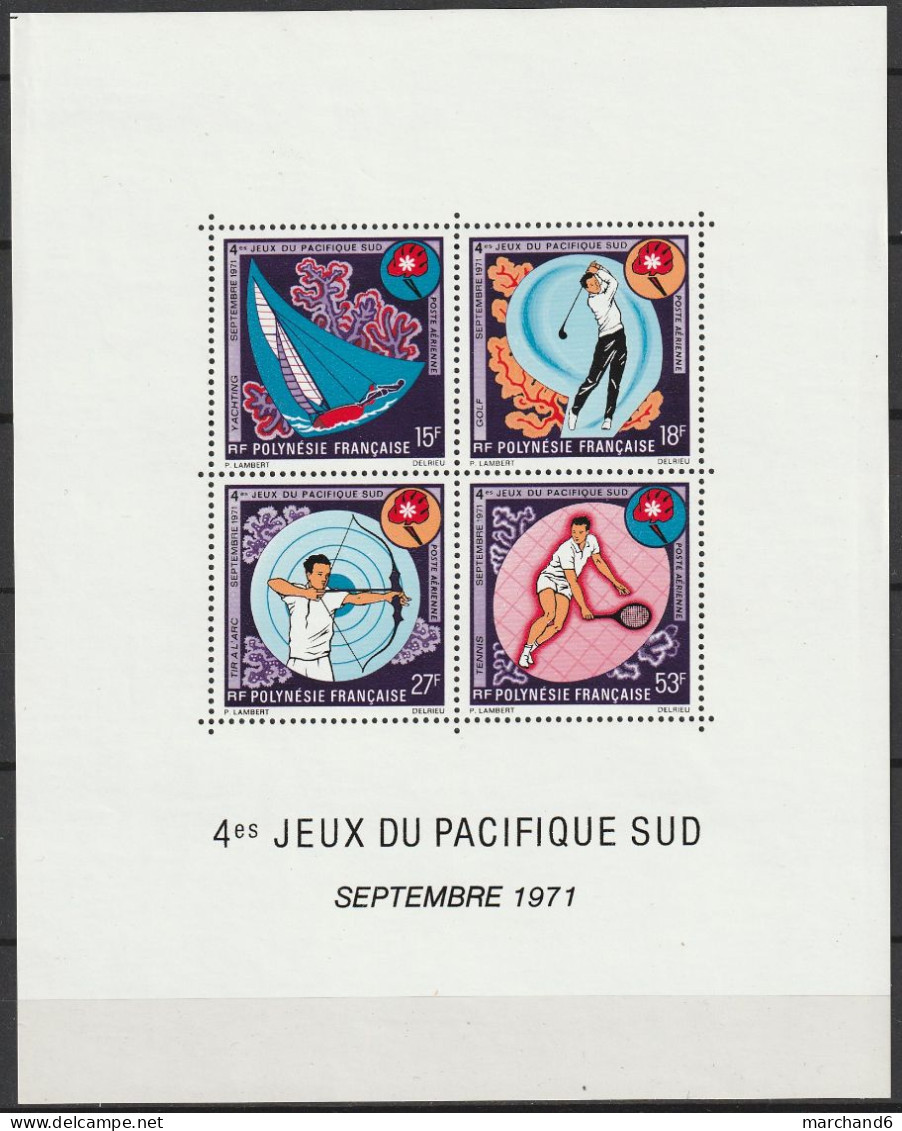 Polynésie 4è Jeux Du Pacifique Sud Septembre 1971 Bloc Feuillet N°2 **neuf - Blocs-feuillets