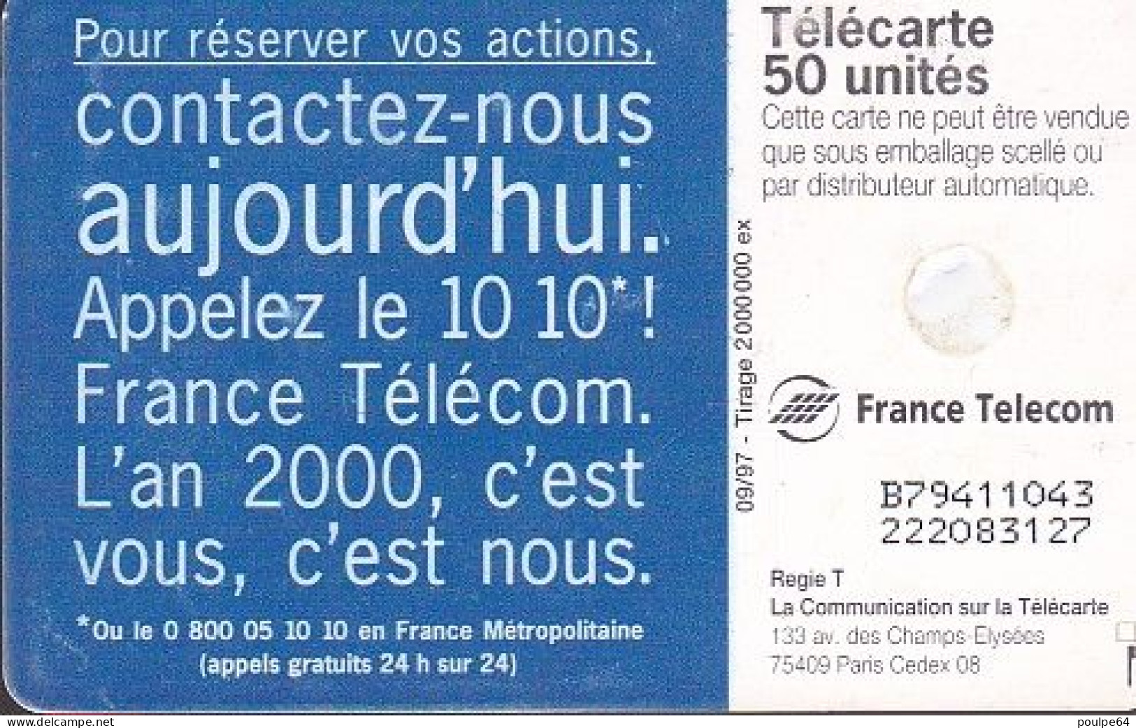 F784A  09/1997 - TOITS " Capital France Télécom " - 50 GEM2 - 1997