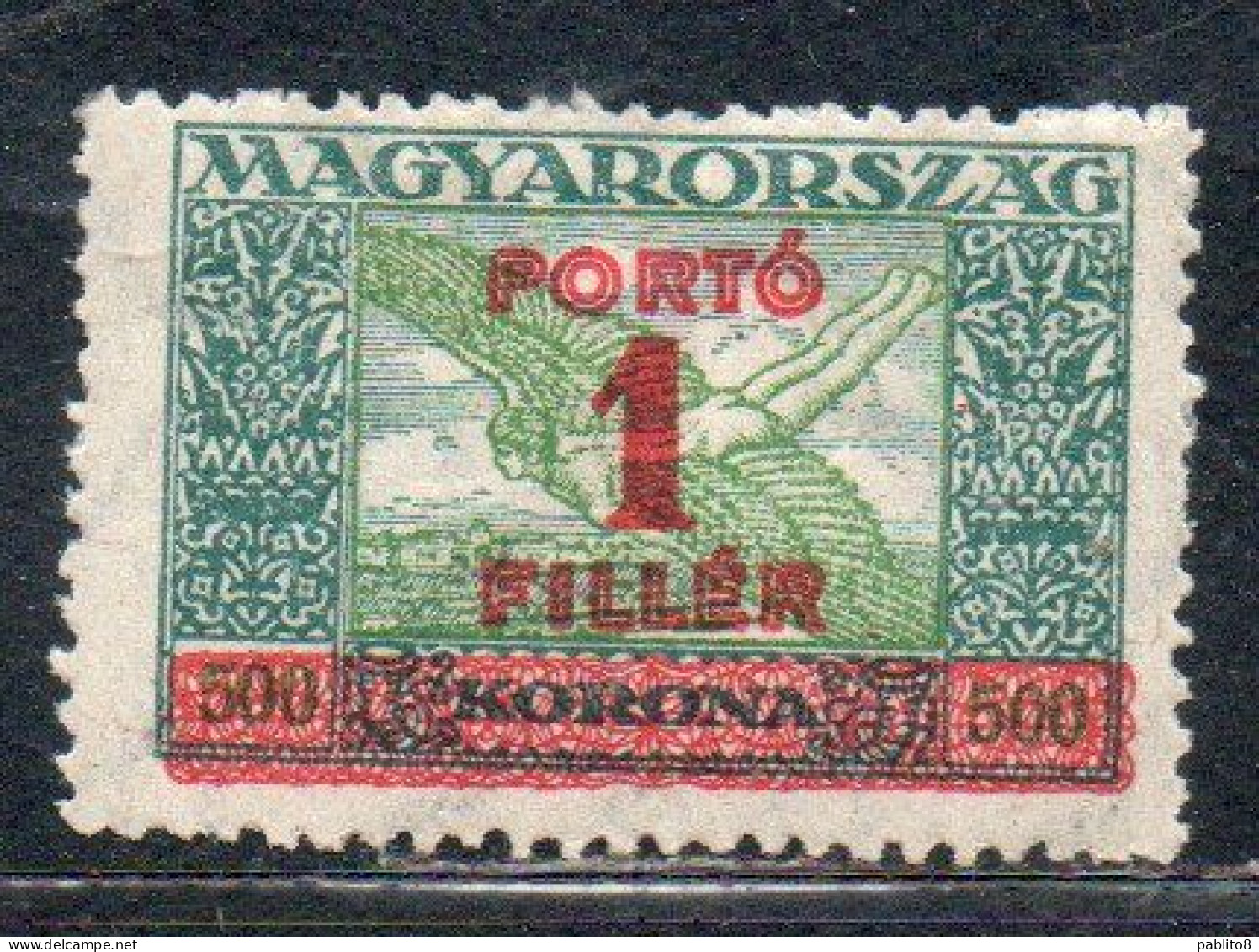 HUNGARY UNGHERIA MAGYAR 1926 POSTAGE DUE STAMPS TAXE SURCHARGED 1f On 500k MLH - Strafport