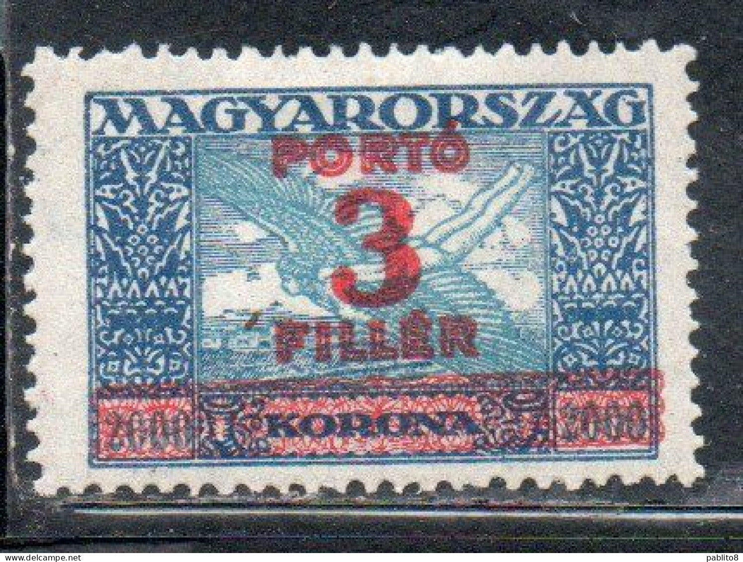 HUNGARY UNGHERIA MAGYAR 1926 POSTAGE DUE STAMPS TAXE SURCHARGED 3f On 2000k MLH - Port Dû (Taxe)