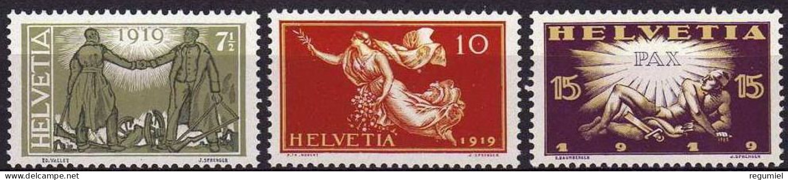 Suiza 0170/172 * Charnela. 1919 - Unused Stamps