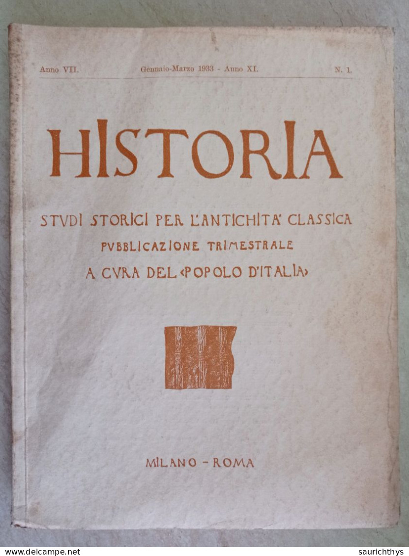 Historia Studi Storici Per L'antichità Classica A Cura Del Popolo D'Italia 1932 Museo Di Viterbo Butrium - Ravenna - Geschiedenis, Biografie, Filosofie