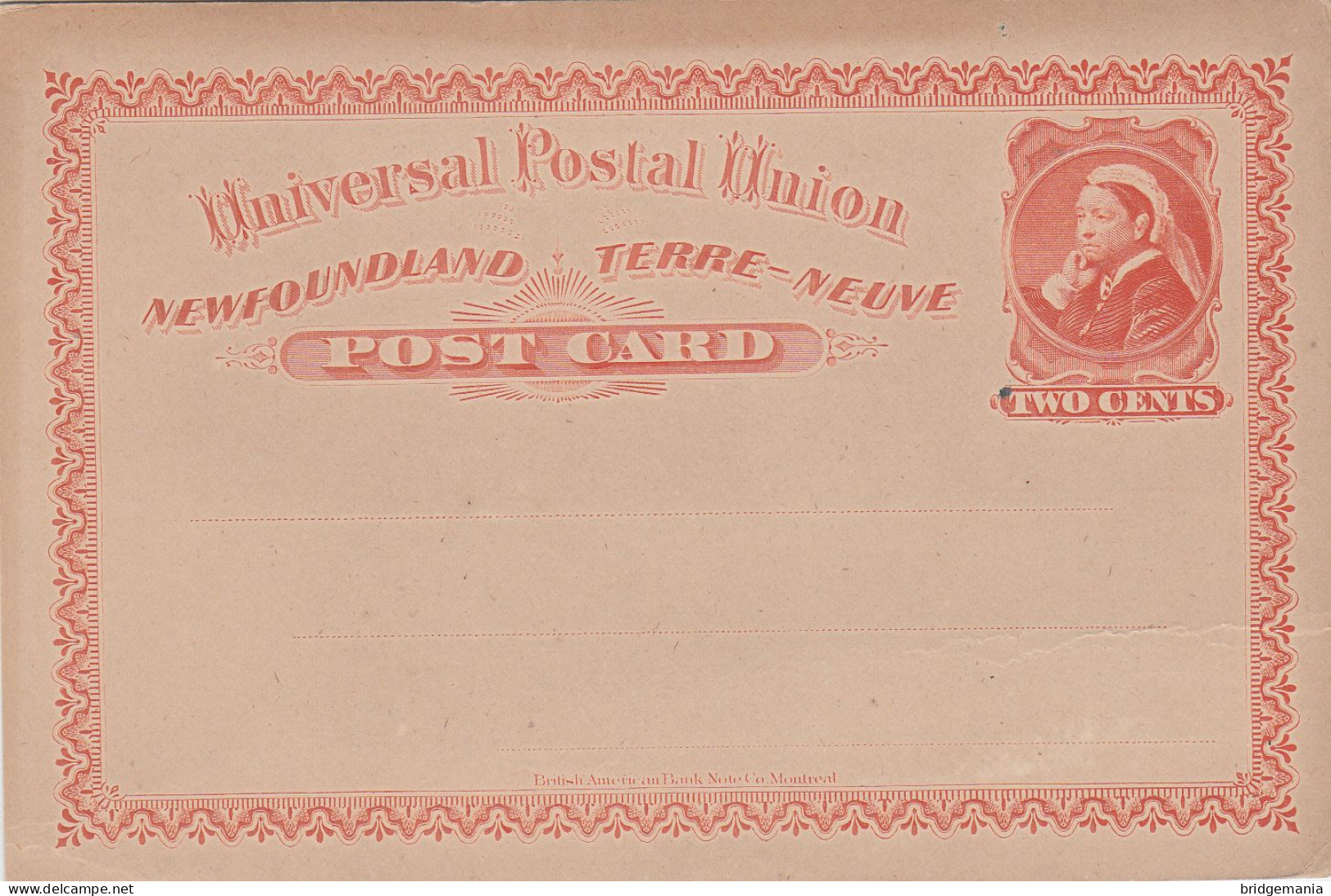 PS165 - OLD NEW POSTAL STATIONERY NEWFOUNDLAND 2 CENTS - Entiers Postaux