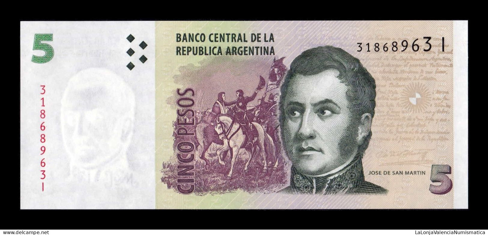 Argentina 5 Pesos José De San Martín 2003 (2016) Pick 353b(1) Serie I Sc Unc - Argentine