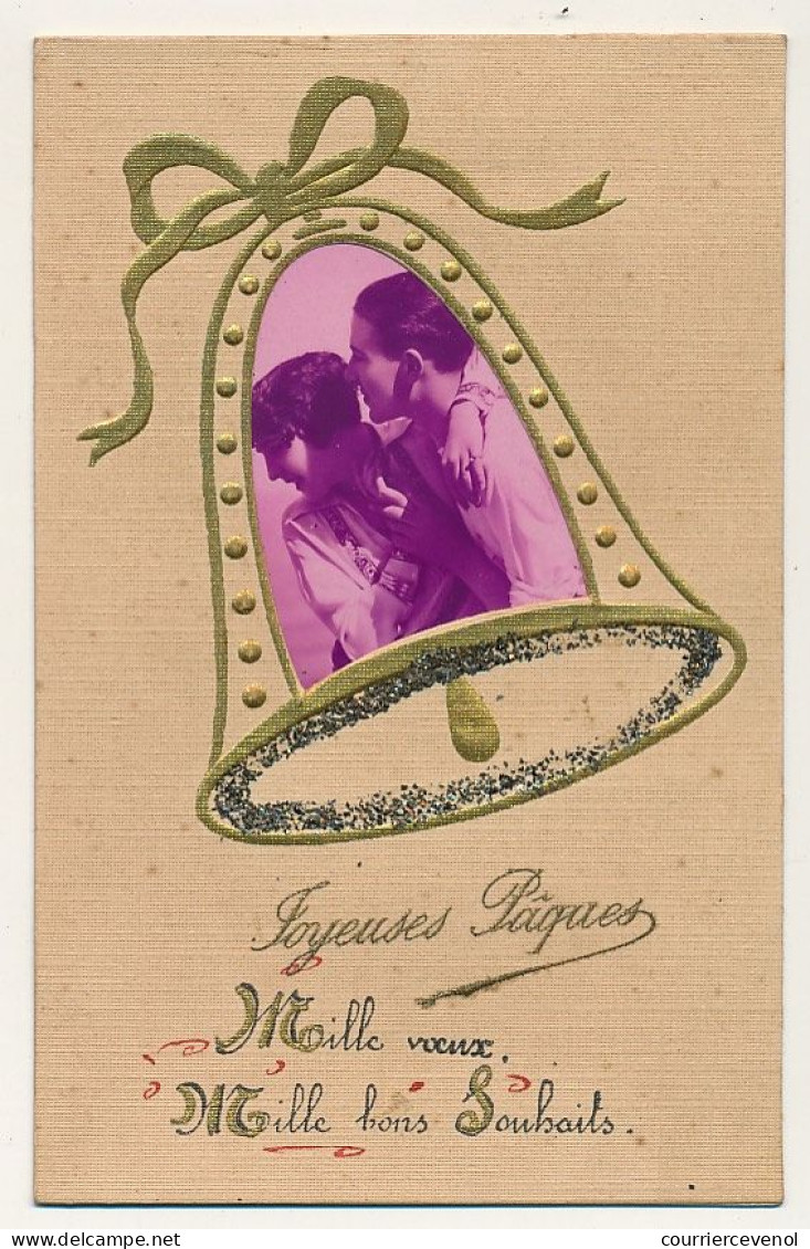 CPA Fantaisie - Portrait D'un Couple Incrusté Dans Une Cloche - Léger Flocage - TTB - Pascua