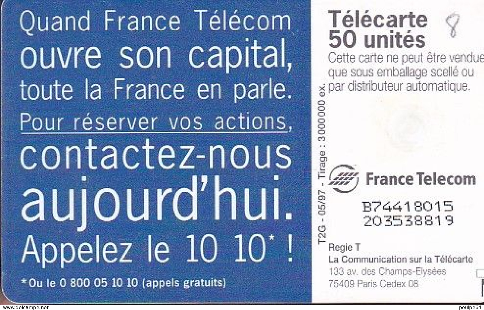 F784J  05/1997 - TOITS " Capital France Télécom " - 50 GEM2 - 1997