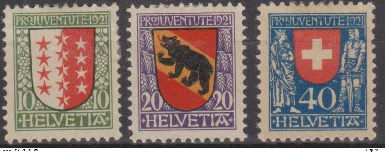 Suiza 0185/187 * Charnela. 1921 - Ungebraucht