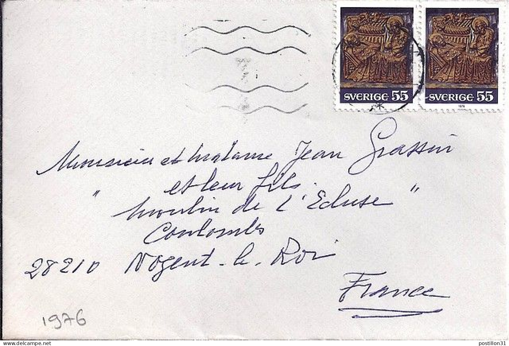 SUEDE N° 905x2 S/L. DU 7.1.76 POUR LA FRANCE - Briefe U. Dokumente