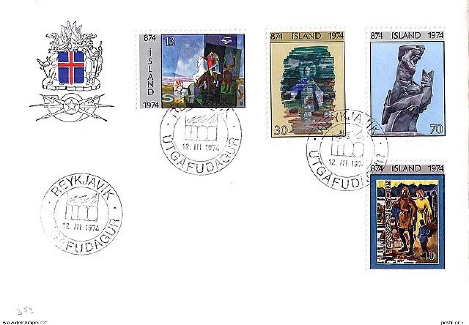 ISLANDE N° 438/439/440/441 S/L. DU 2.3.74 - Lettres & Documents