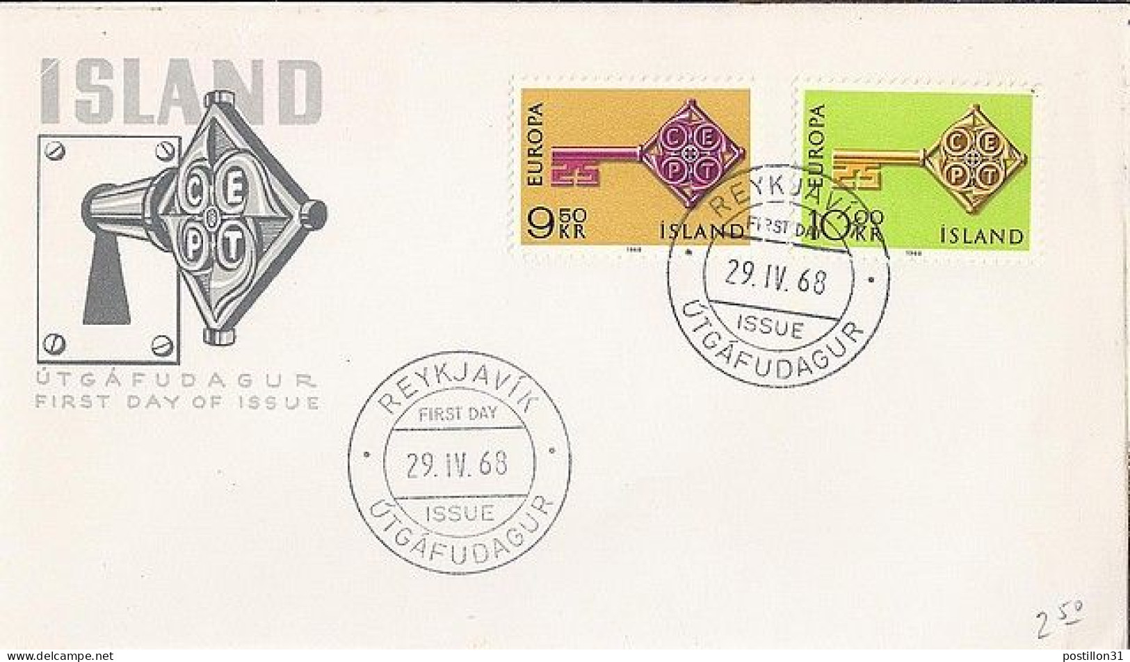 ISLANDE N° 372/373 S/L. DU 29.4.68 - Cartas & Documentos