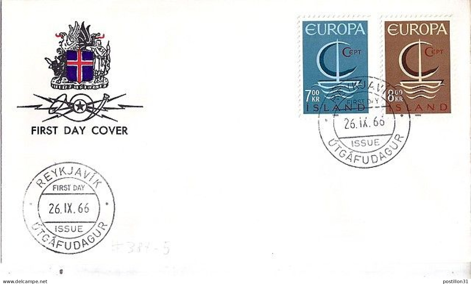 ISLANDE N° 359/360 S/L. DU 26.9.66  - Cartas & Documentos