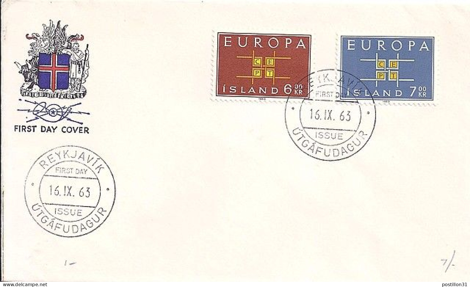 ISLANDE N° 328/329 S/L. DU 16.9.63 - Covers & Documents