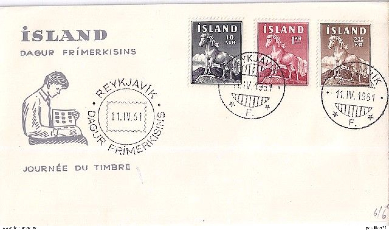 ISLANDE N° 283/284/285 S/L. DU 11.4.61 - Storia Postale