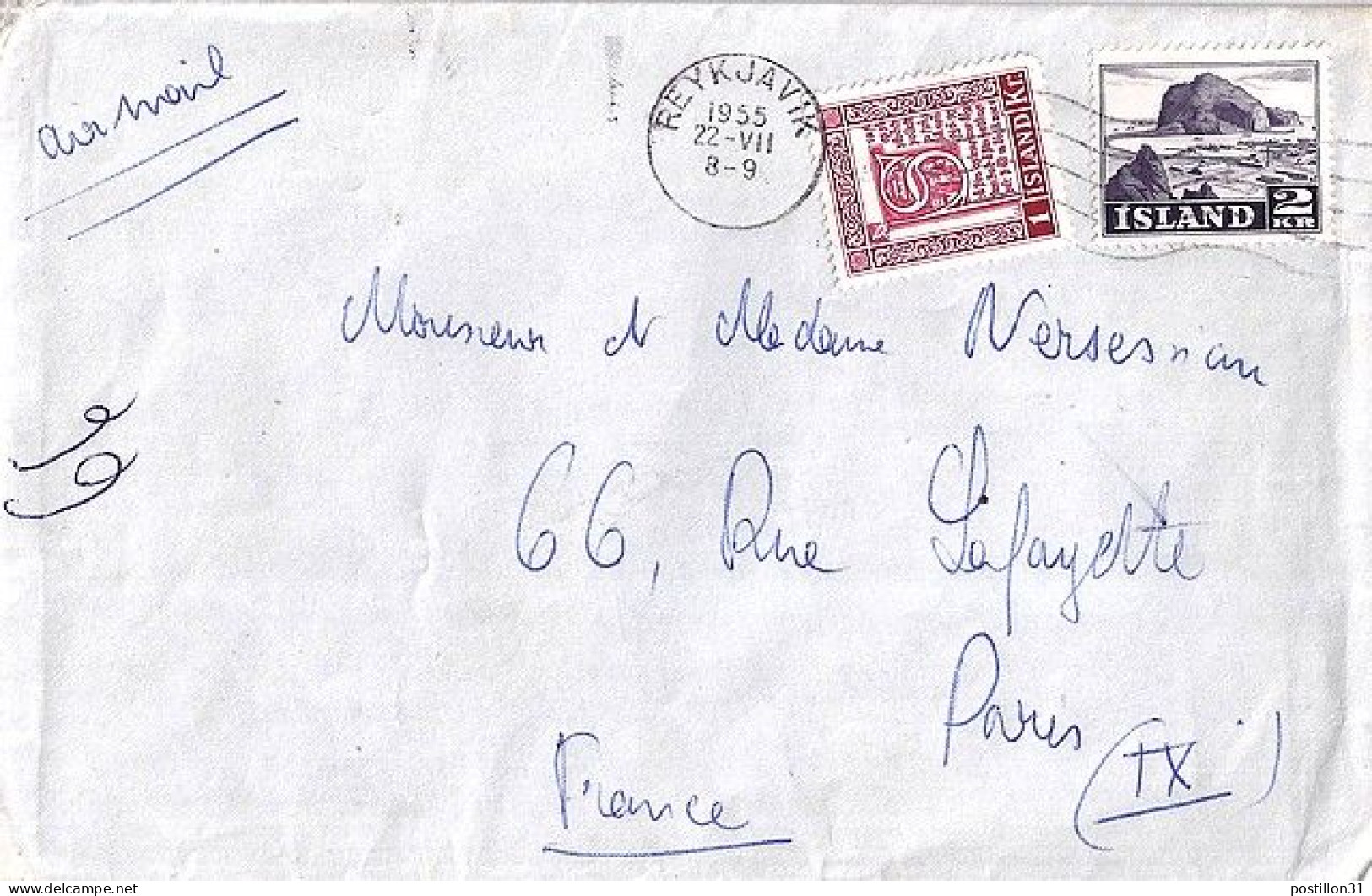 ISLANDE N° 232/247 S/L. DU 22.7.55 POUR LA FRANCE - Cartas & Documentos