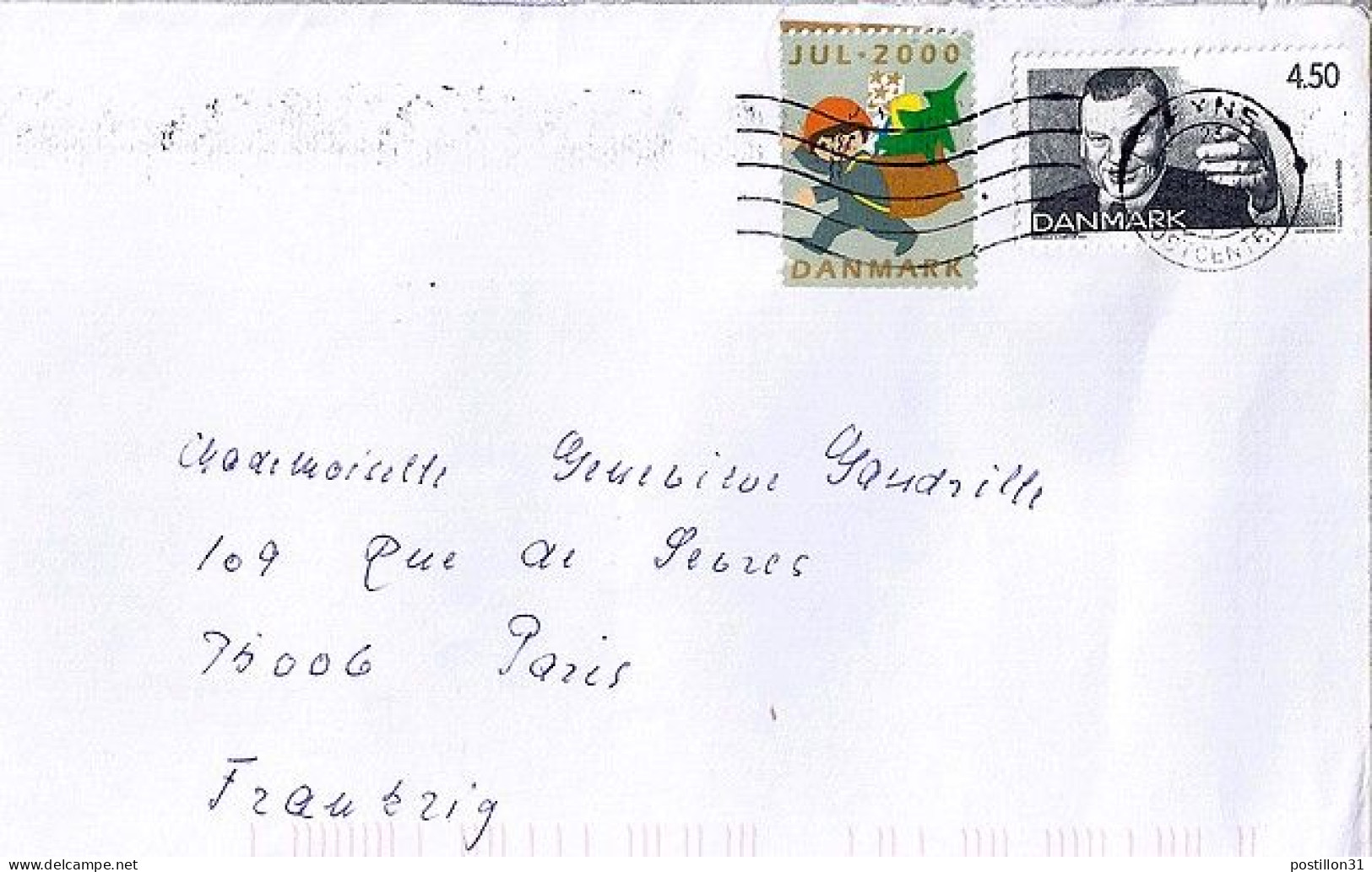 DANEMARK N° 1219 S/L DE 2000 POUR LA FRANCE - Briefe U. Dokumente