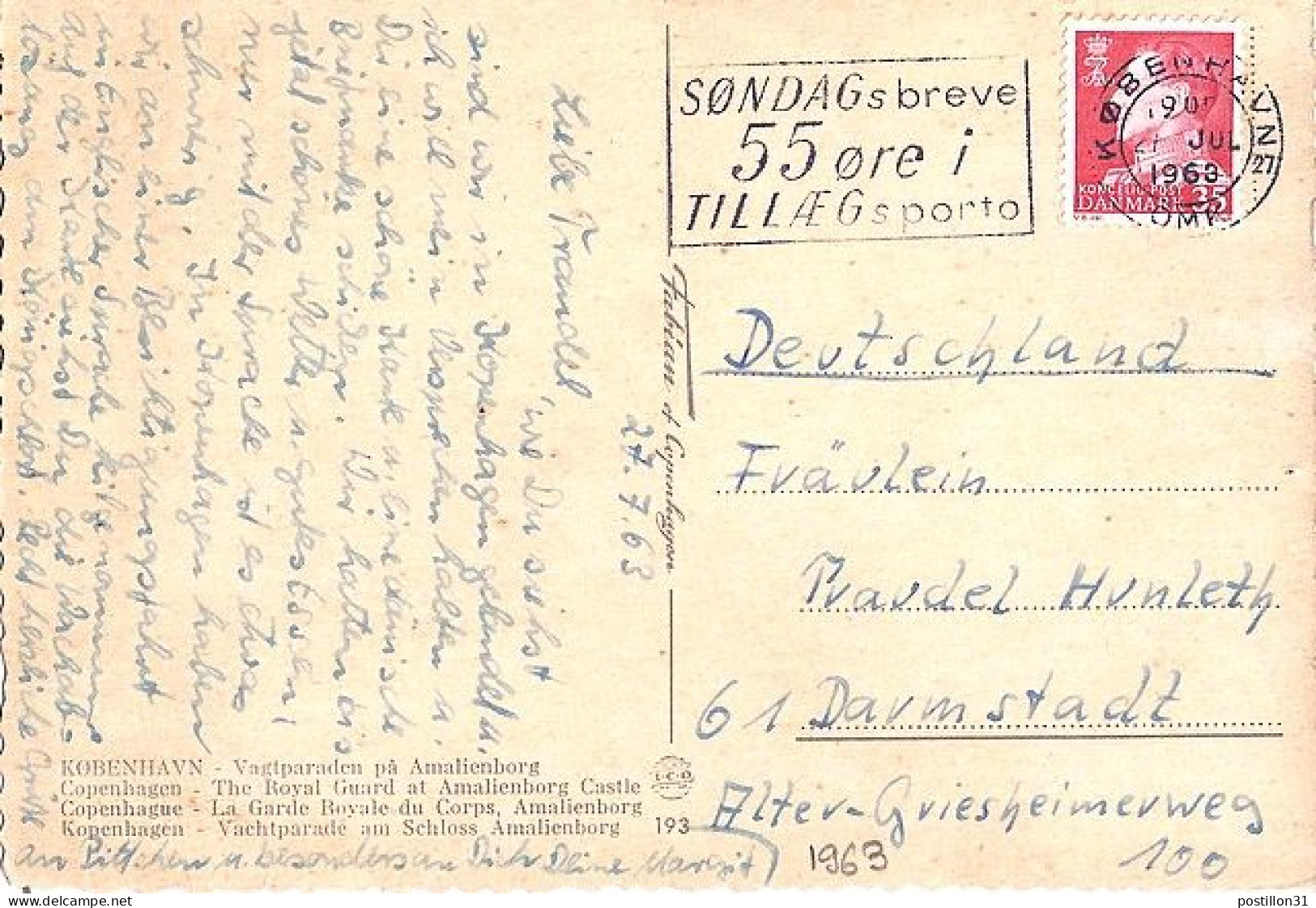 DANEMARK N° 421 S/CP DE COPENHAGUE/21.7.63 POUR L’ALLEMAGNE - Storia Postale