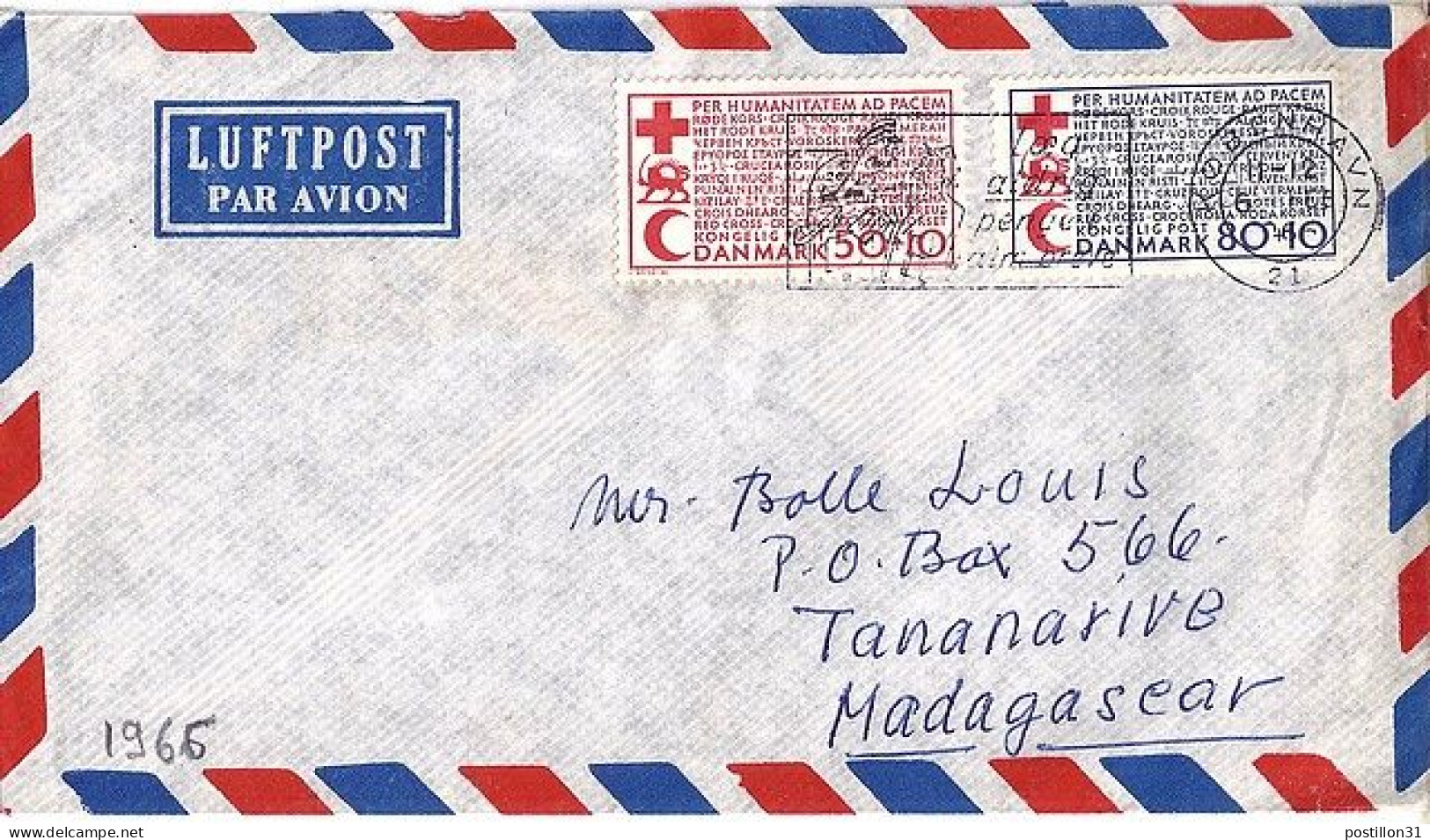 DANEMARK N° 445/446 S/L. DE KOBENHAUN / 6.8.66 POUR MADAGASCAR - Storia Postale