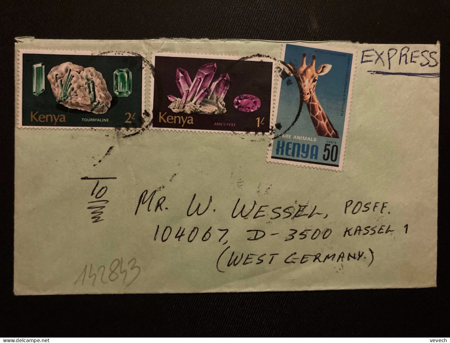 LETTRE EXPRES Pour ALLEMAGNE TP GIRAFE 50 + AMETHYST 1/ + TOURMALINE 2/ OBL.29 SP 81 - Kenya (1963-...)