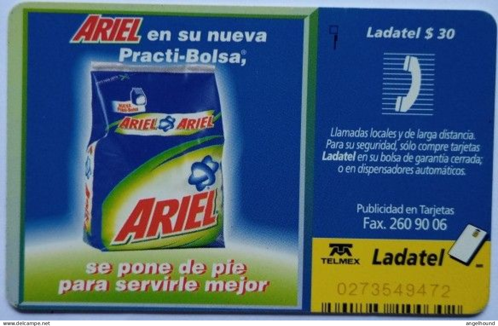 Mexico Ladatel $30 Chip Card - Ariel ( Azul ) - Mexique