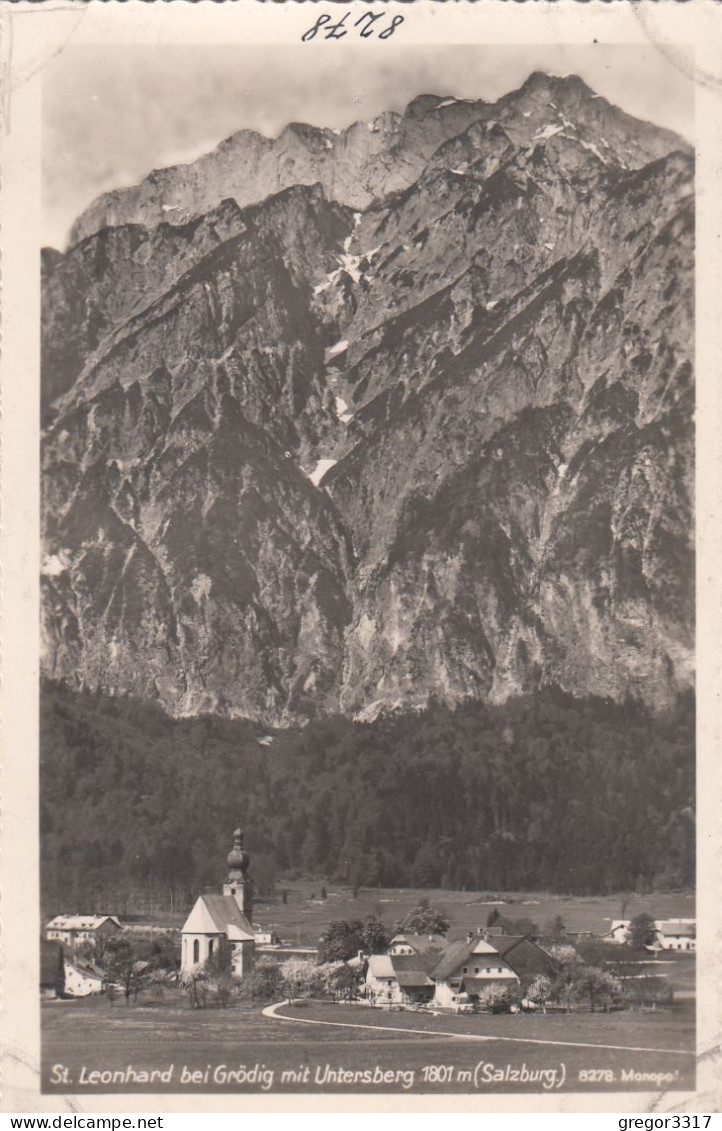 D8340) ST. LEONHARD Bei Grödig Mit Untersberg - Kirche Häuser FOTO AK Alt ! - Grödig