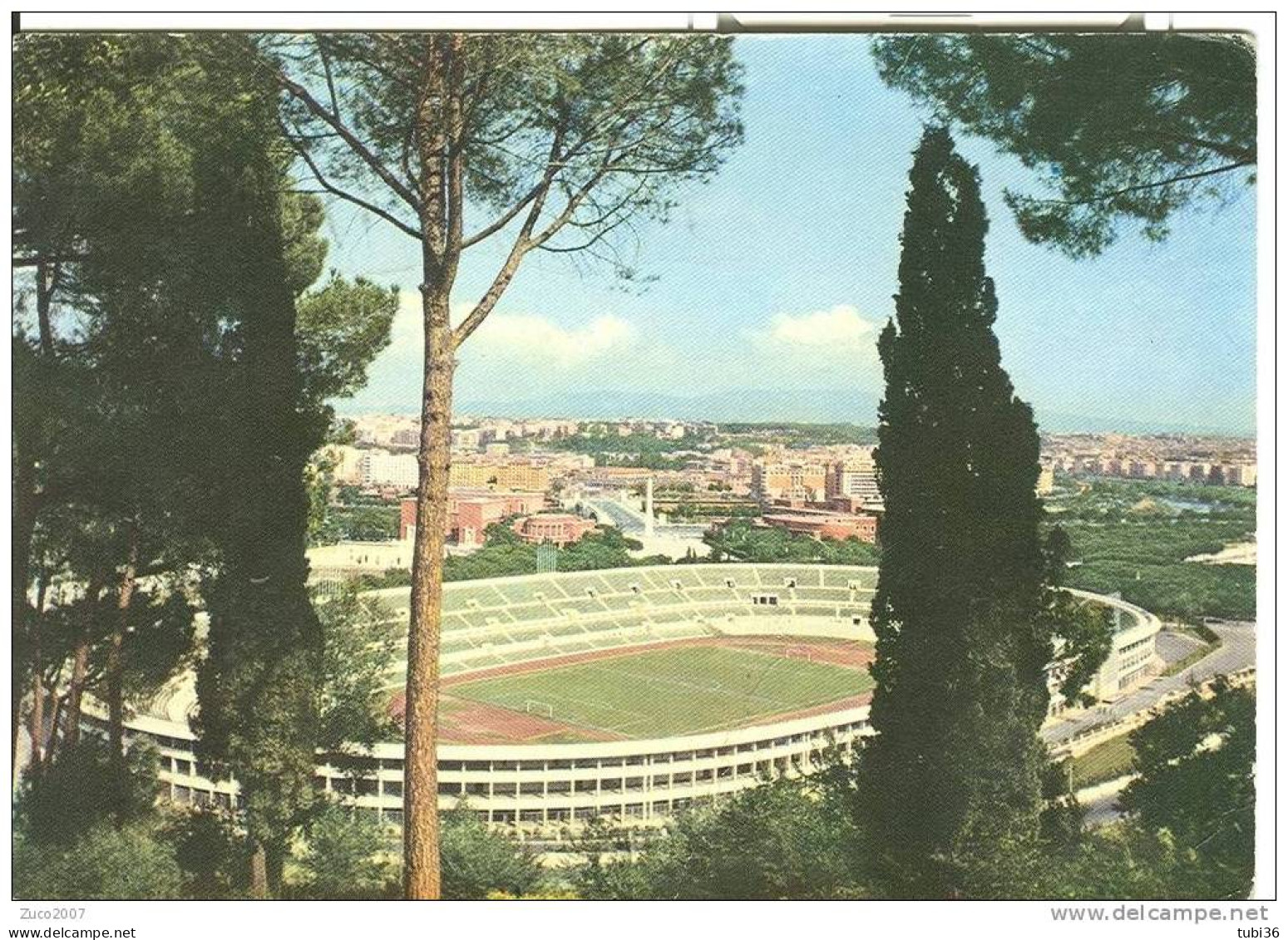 ROMA STADIO OLIMPICO - COLORI VIAGGIATA 1953. - Stades & Structures Sportives