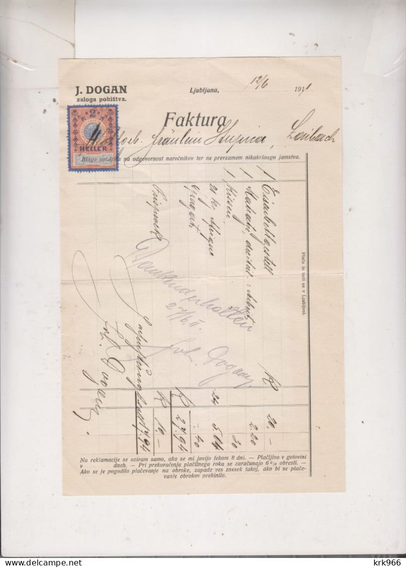 SLOVENIA  1911 J. DOGAN LJUBLJANA LAIBACH Nice Bill Document - Österreich
