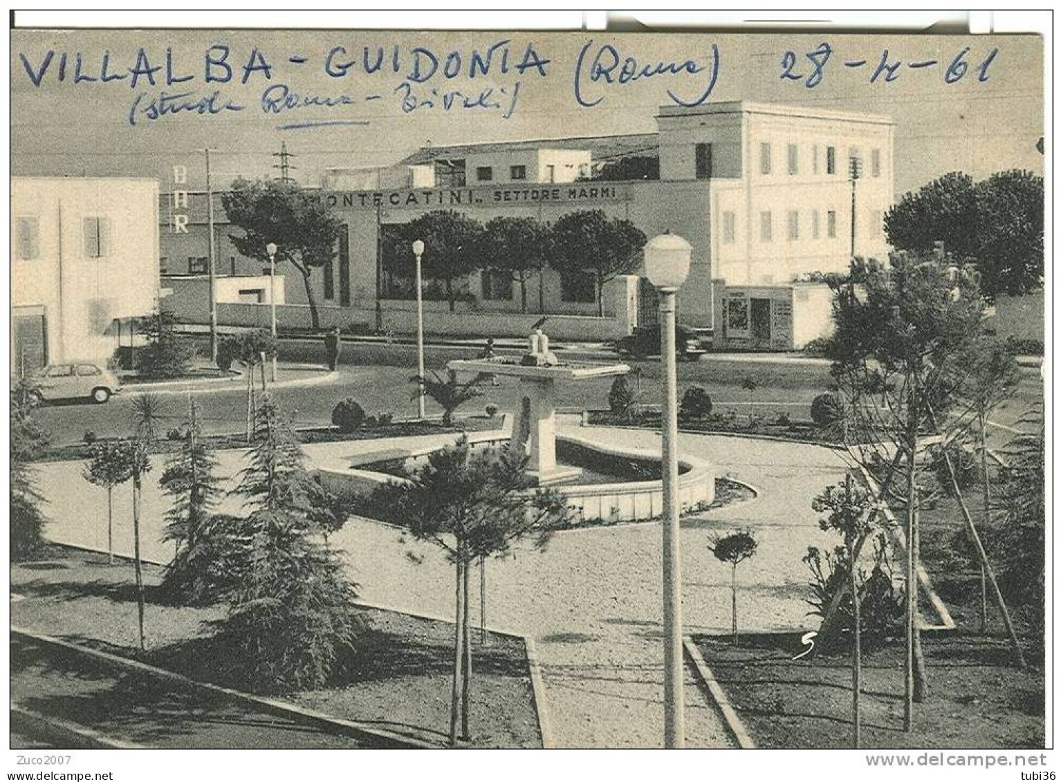 VILLALBA (ROMA) -PIAZZA DELLA REPUBBLICA -B/N NON VIAGGIATA - ANIMATA E VETTURA D'EPOCA. - Guidonia Montecelio