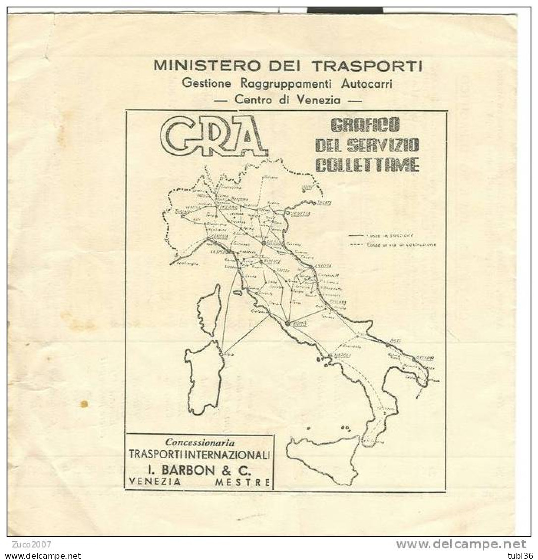 BARBON E C. - VENEZIA - TRASPORTI INTERNAZIONALI - CALENDARIO PARTENZE DAL PORTO DI VENEZIA  1952. - Welt